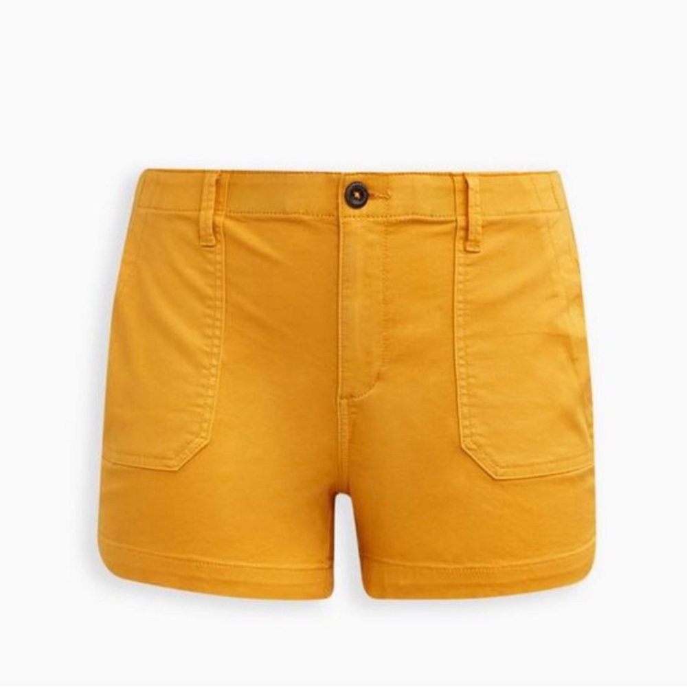 NWT Torrid Comfort Flex High Rise 3.5" Twill Chino Mustard Yellow Shorts Sz 28 - Picture 2 of 8